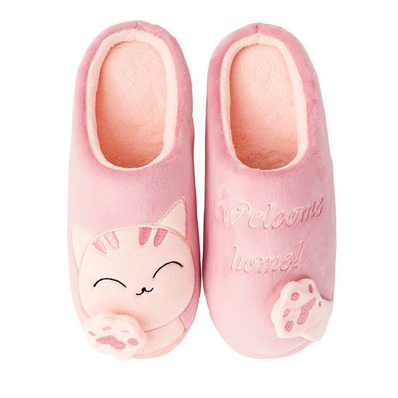 Unisex Winter Home Slippers - Cartoon Cat Lover Soft Warm Slippers