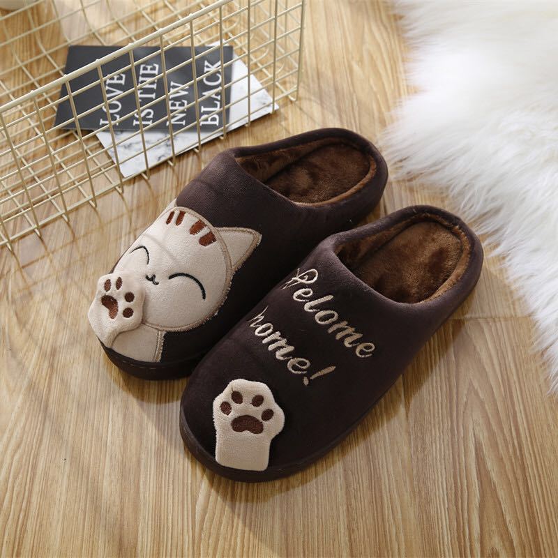 Unisex Winter Home Slippers - Cartoon Cat Lover Soft Warm Slippers