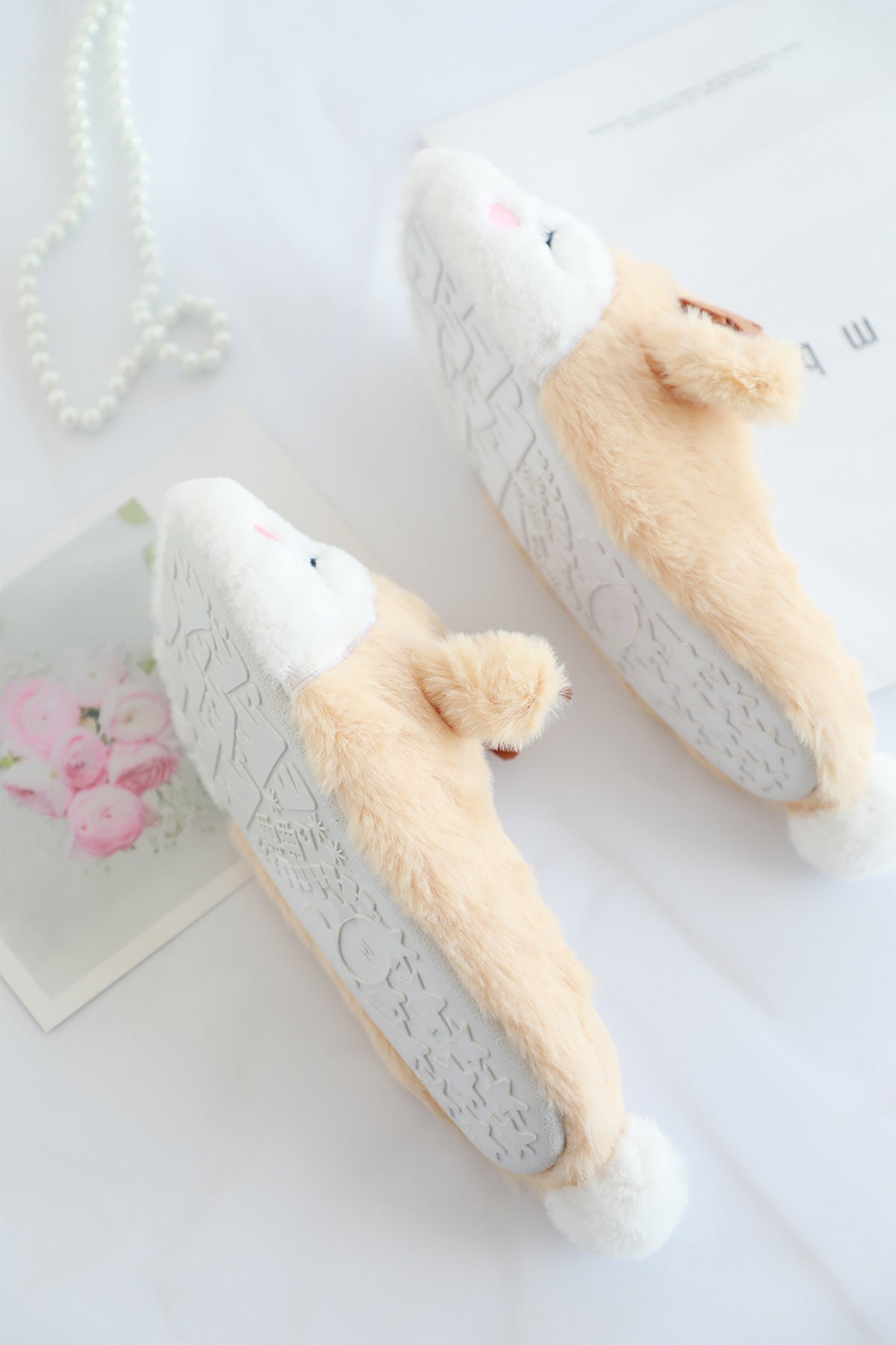 Elk Plush Warm Slippers for Women and Optional Eye Mask