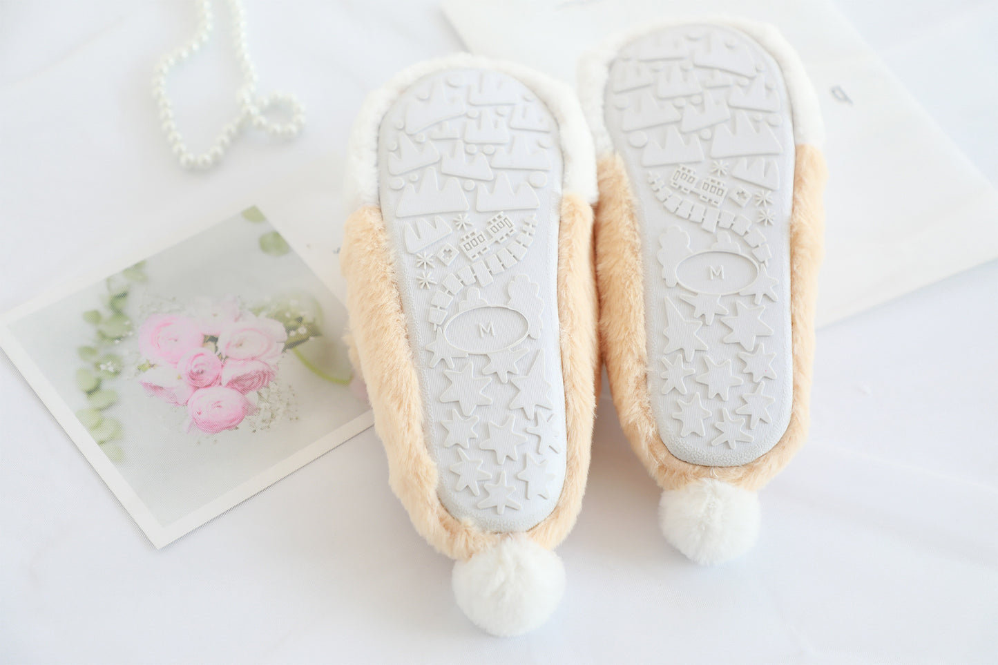 Elk Plush Warm Slippers for Women and Optional Eye Mask